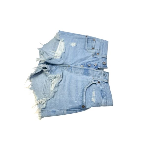 Levi's 501 Light Wash Denim Cutoff Shorts - Size 24 - Picture 4 of 9